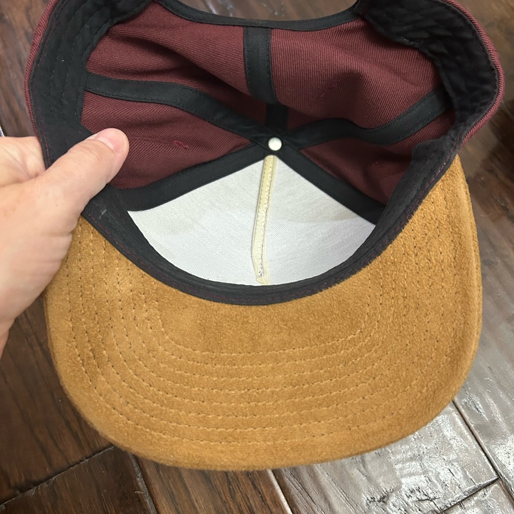 Vans Wabash Off The Wall Strapback Cap Hat Red Genuine Classic Faux Suede Bill - Picture 3 of 5